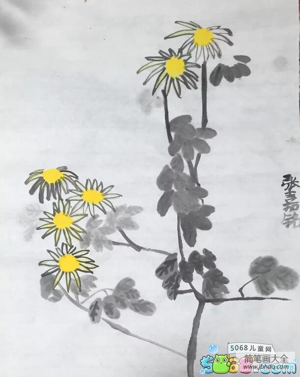 水墨画菊花写意秋天国画