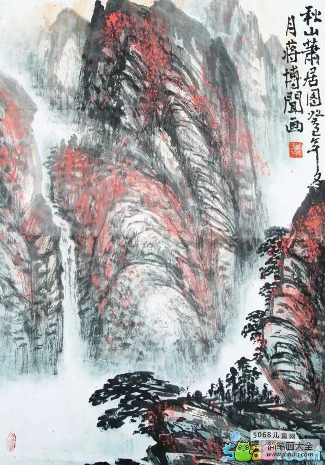 秋山萧居图国画山水考级