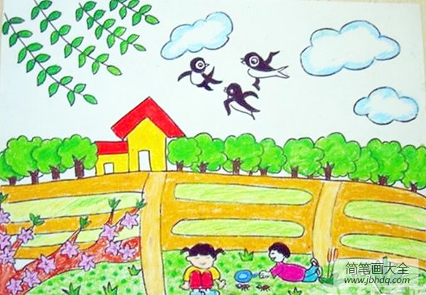 春天的图画儿童画作品欣赏大全