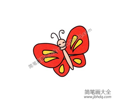 6.再给每只小翅膀上画上墨状的斑点。