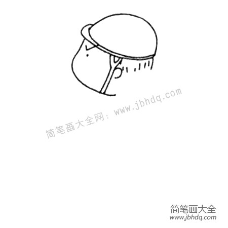 2.然后在中间画一只小耳朵，右边画上头发，左边画一只眼睛