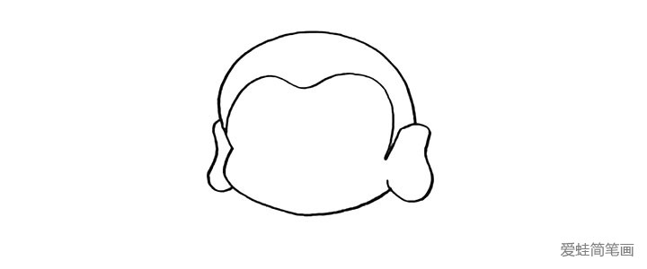 3.用一个倒字3画出他的头顶形状。