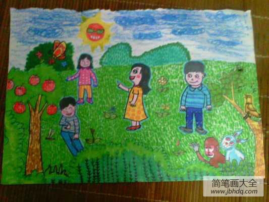 儿童画快乐的暑假生活