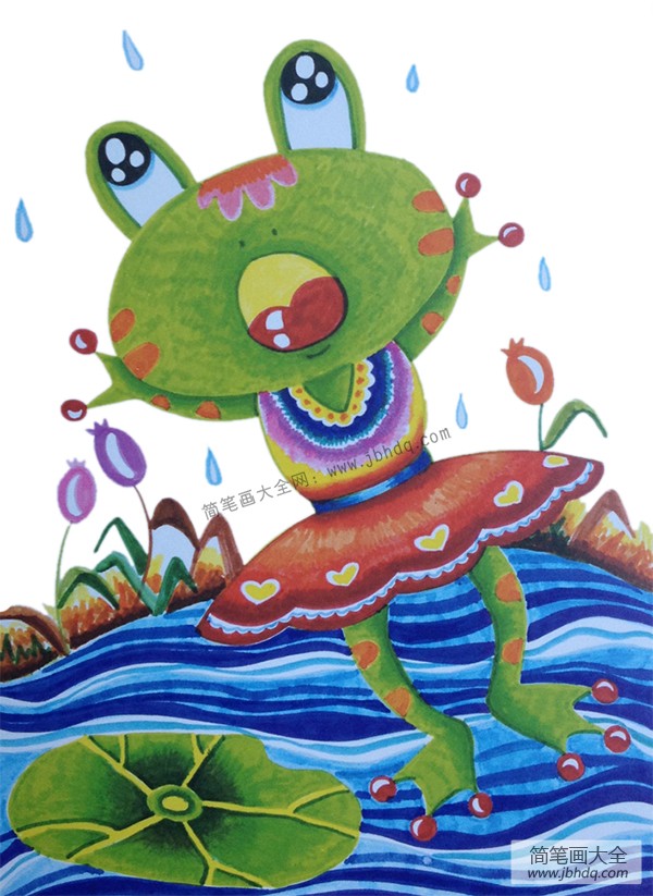 5.青蛙在池塘呱呱叫，边唱歌，边跳舞。