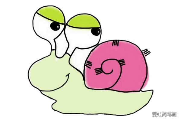 彩色卡通蜗牛简笔画