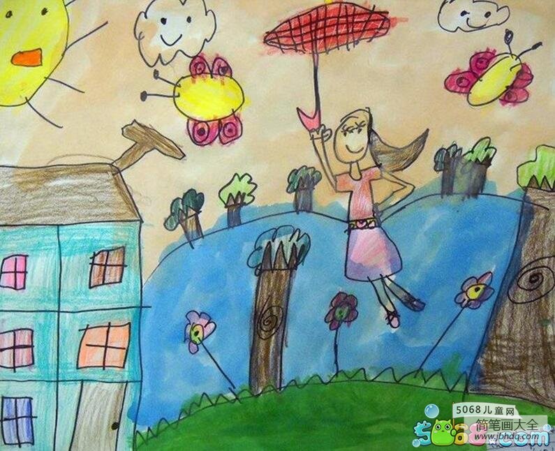 神奇的小花伞画暑假里的画图片欣赏