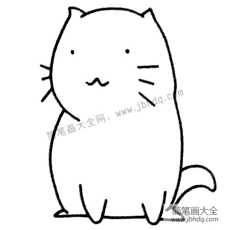 4.最后画小猫的五官和胡须