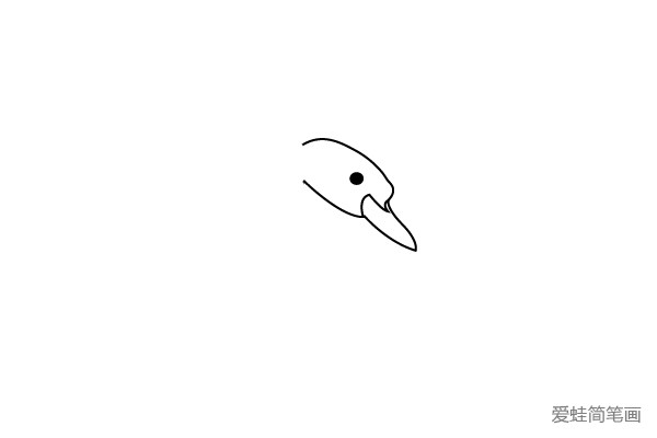 1.先画天鹅的头部、眼睛和嘴巴。