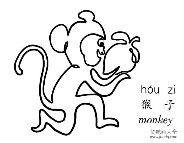 一笔画猴子的画法