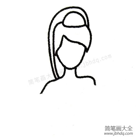 2.再画脸部和脖子。