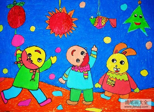 2017有关元宵节的儿童画作品欣赏