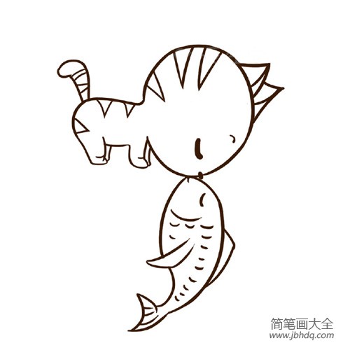 小猫和小鱼简笔画图片