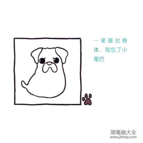 四步画出可爱简笔画 怎么看都心情不佳的八哥犬