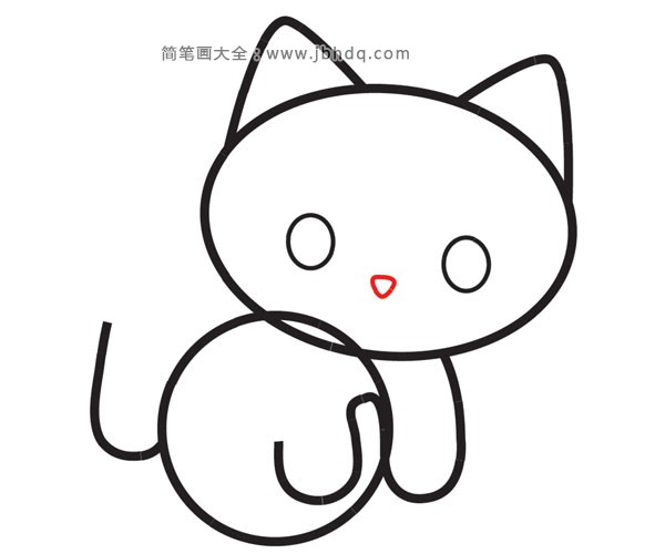 (步骤8)画一个小三角形是小猫的嘴巴。