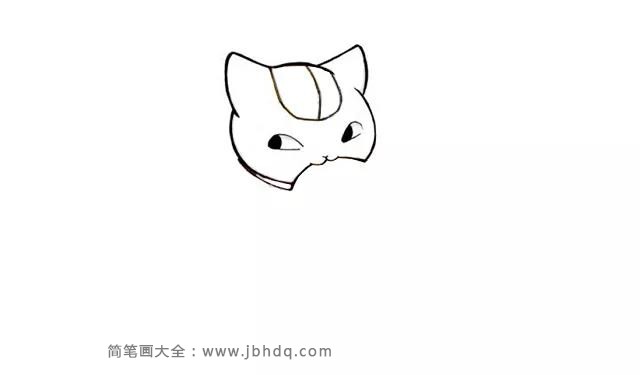 画小猫吃鱼的简笔画