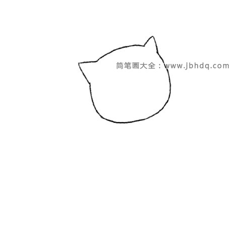 1.先画小猫的头部轮廓。