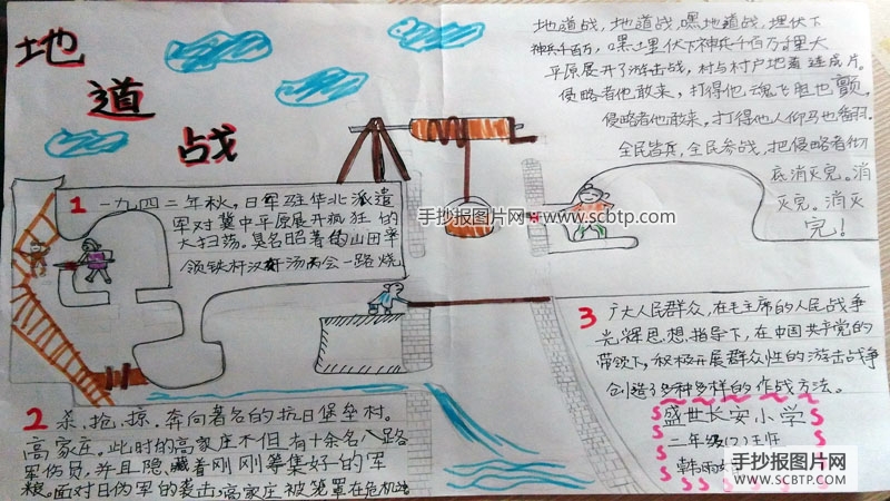 三张关于“地道战”的小学生手抄报