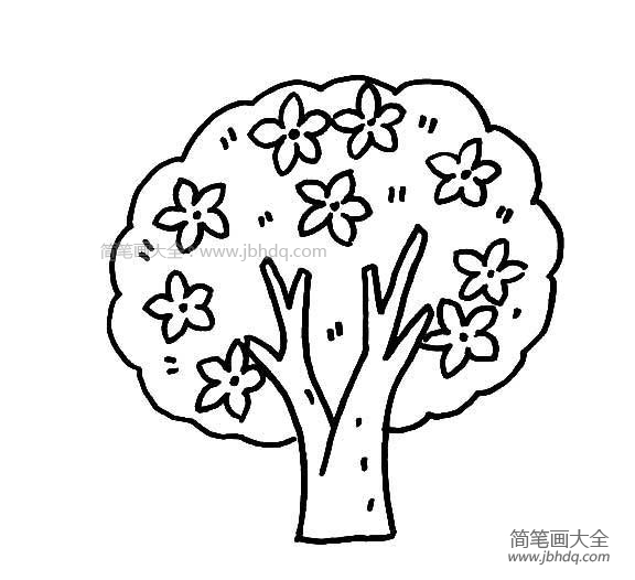 桃花树简笔画图片