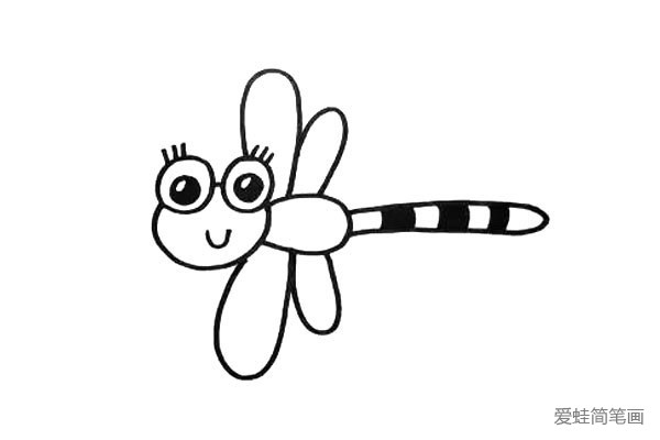 卡通版蜻蜓简笔画