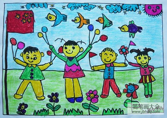 爱祖国庆十一儿童画-祖国在我心