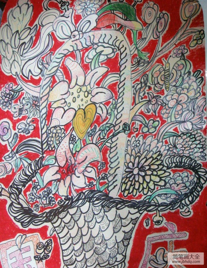 国庆花篮,有关于国庆节儿童画作品