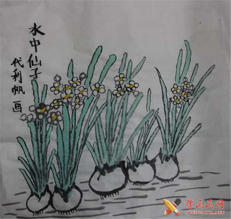 水仙花中国画(1)
