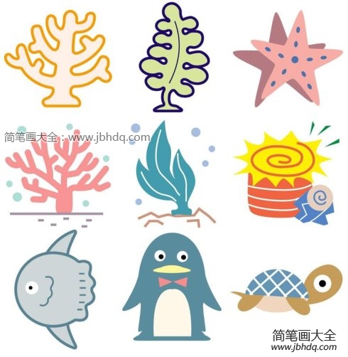 漂亮的海洋生物简笔画图片