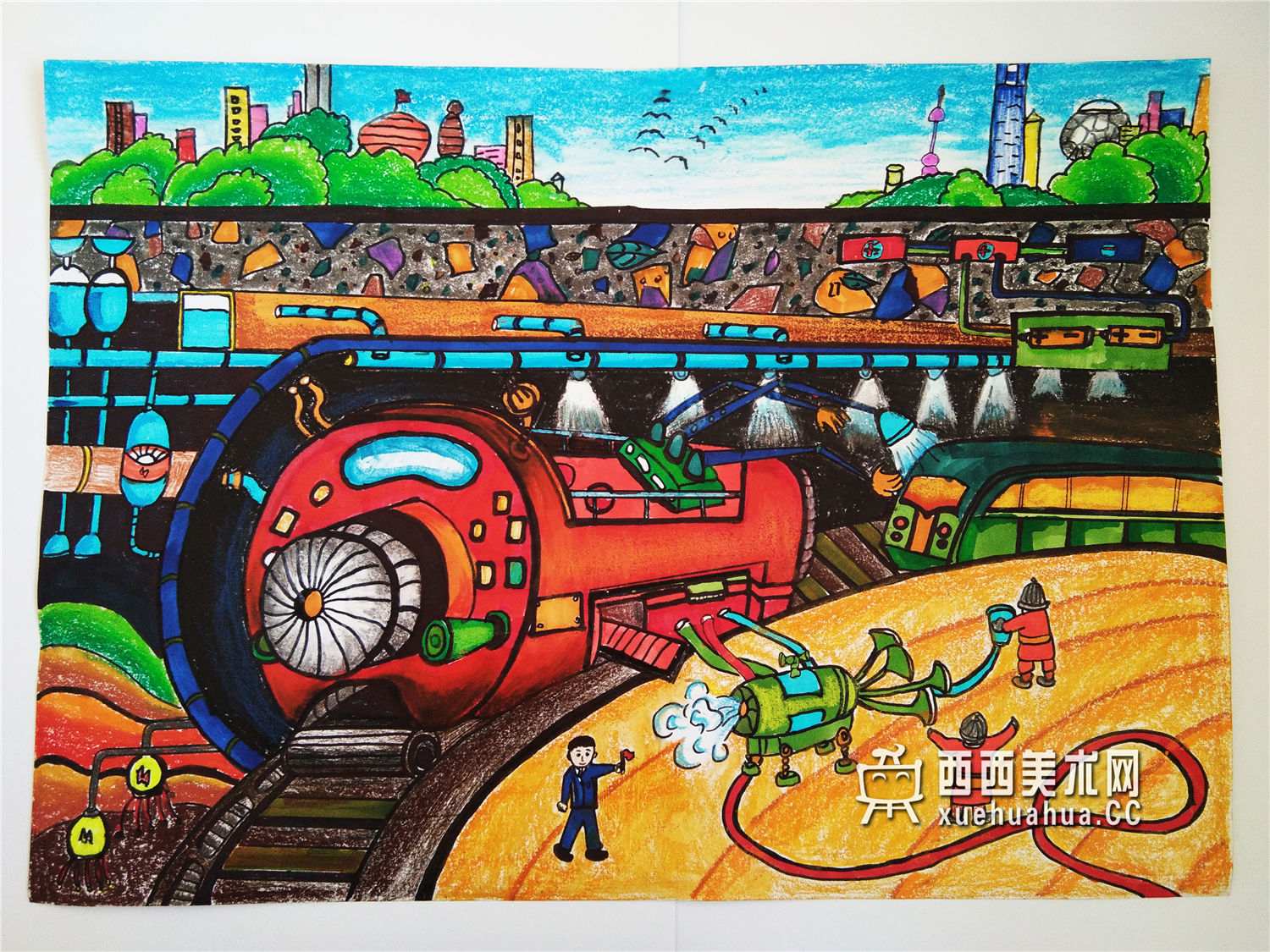 中学生获奖科幻画作品《未来城市》(1)