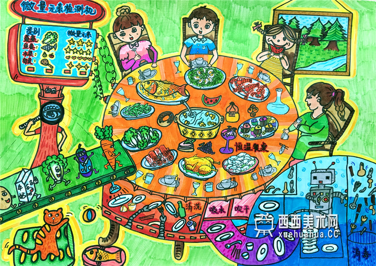 三等奖儿童获奖科幻画《我们的食代》(1)