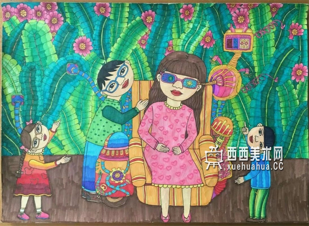 一等奖小学生获奖科幻画《植物眼药》赏析(1)