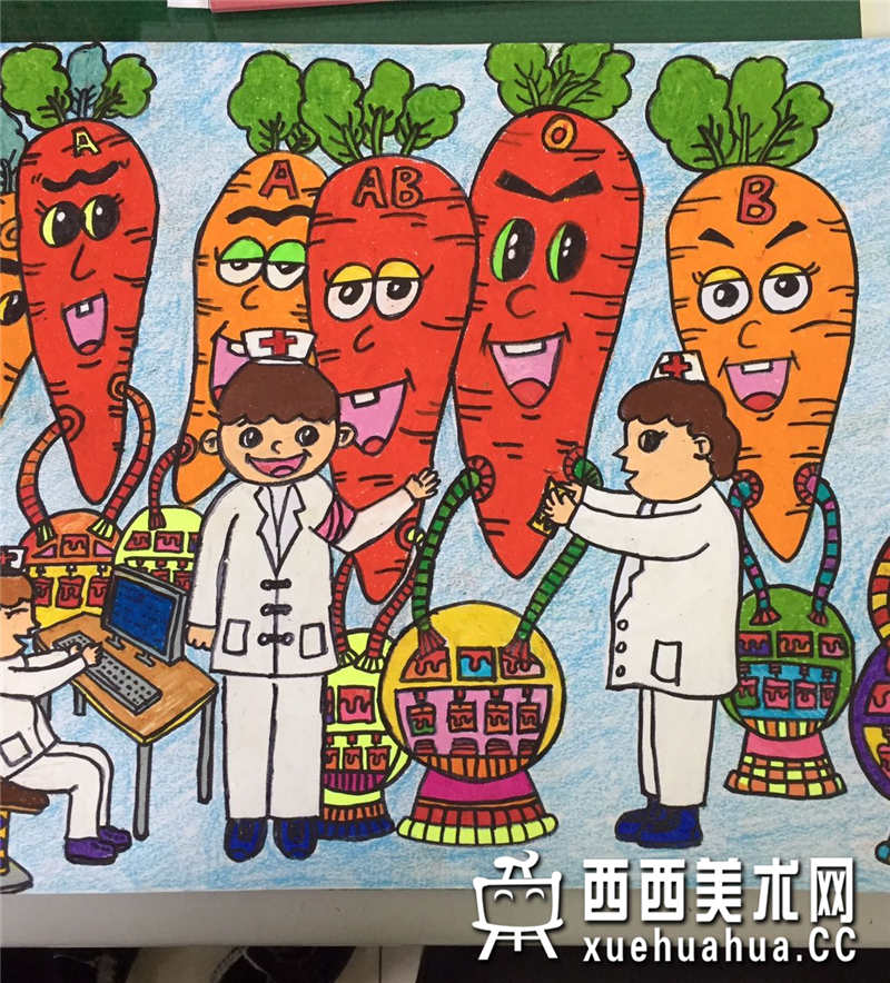 三等奖小学生获奖科幻画《造血的胡萝卜》欣赏(1)