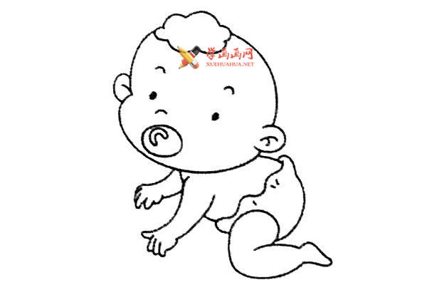 可爱的婴儿的简笔画画法教程(8)