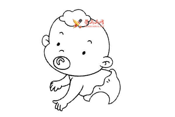 可爱的婴儿的简笔画画法教程(7)