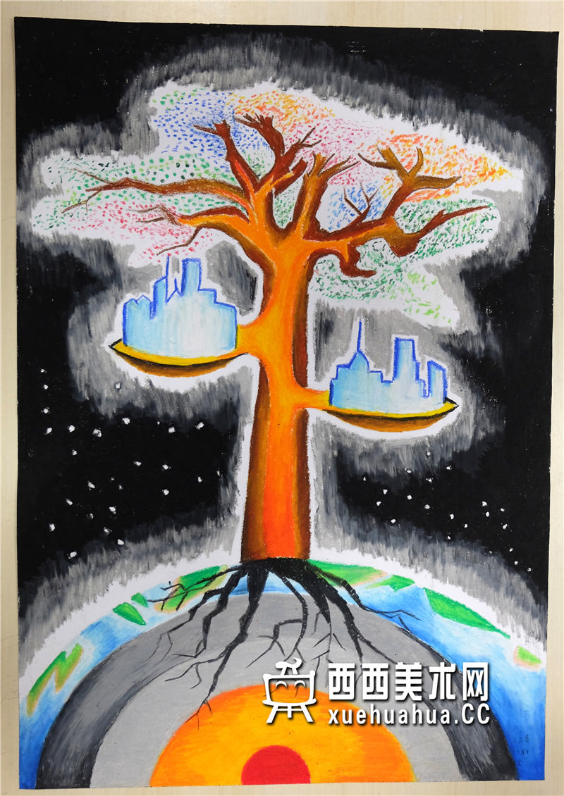 优秀中学生获奖科幻画《能量树》欣赏(1)