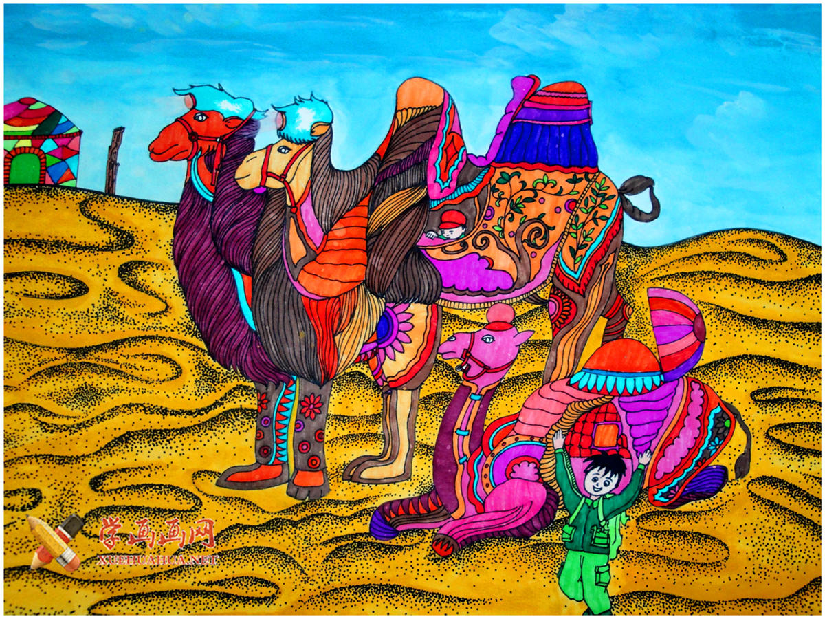 中学生优秀获奖科幻画《旅游骆驼》(1)