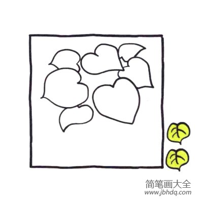 四步画出可爱简笔画 可爱的心形网纹草