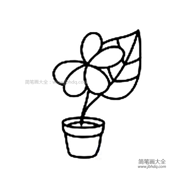 一组简单的盆栽小花简笔画