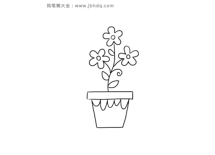 盆栽花草儿童亲子简笔画