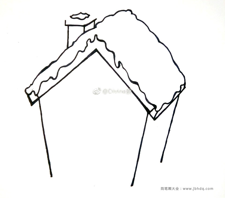 3.画上小屋的烟窗和墙面