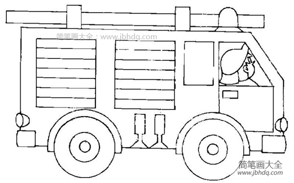 行驶中的消防车简笔画