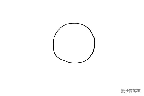 第一步.首先画一个圆形是闹钟的外轮廓。