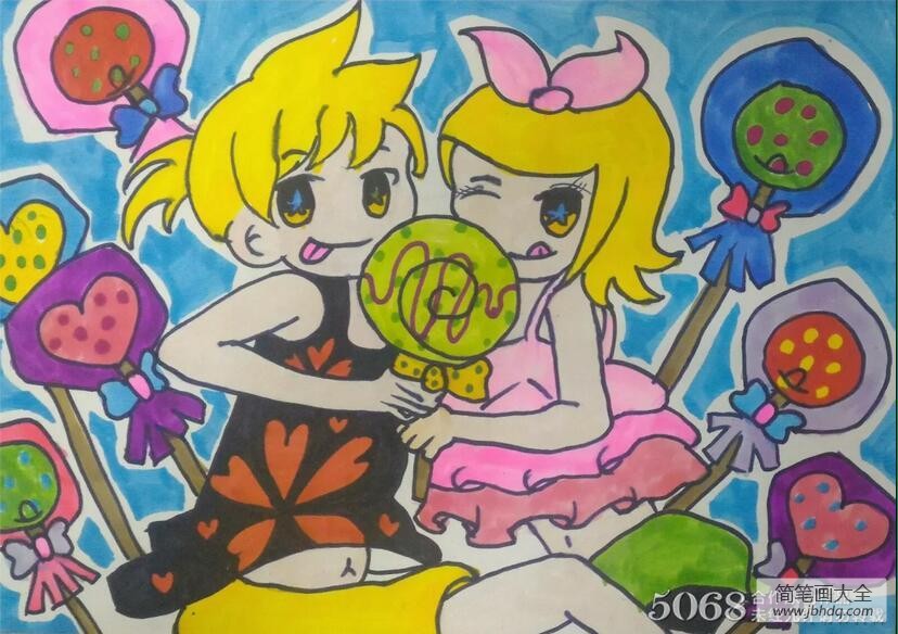 甜蜜的友谊小学生六一画画作品分享