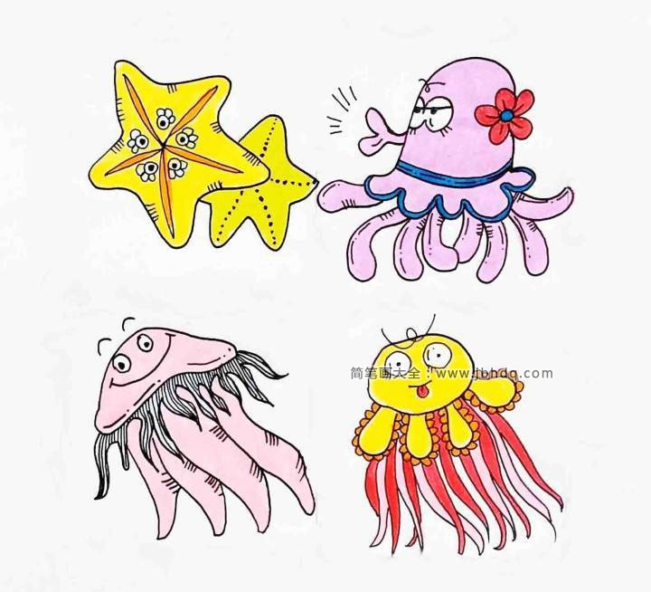 卡通海洋生物彩色简笔画