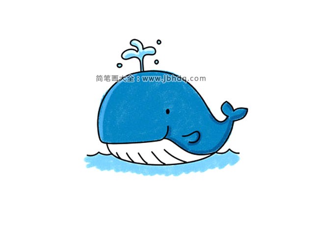 喷水的卡通鲸鱼简笔画
