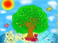 植树节的儿童画-美丽的地球