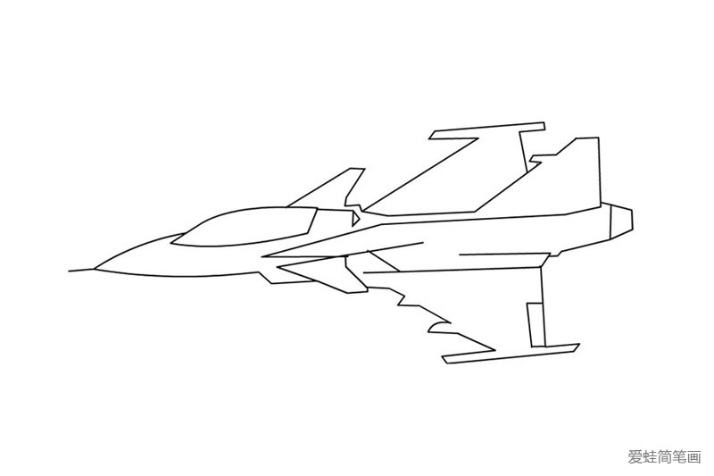 空中飞行的战斗机简笔画