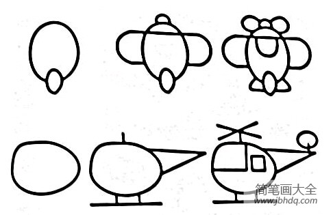 一步一步画直升机简笔画图片