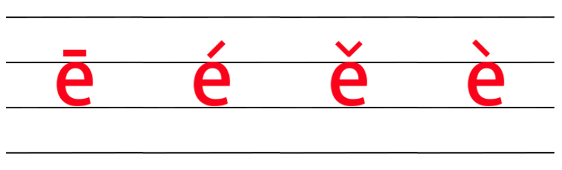 单韵母e的四线格书写