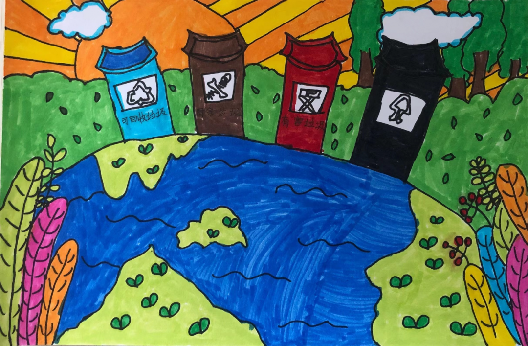 四张小学低年级垃圾分类主题绘画优秀作品-图4