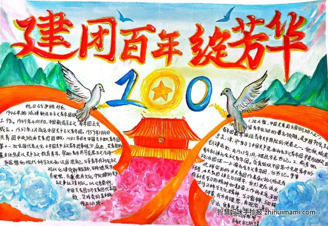 2022年庆祝建团百年手抄报一等奖（10张）-图1